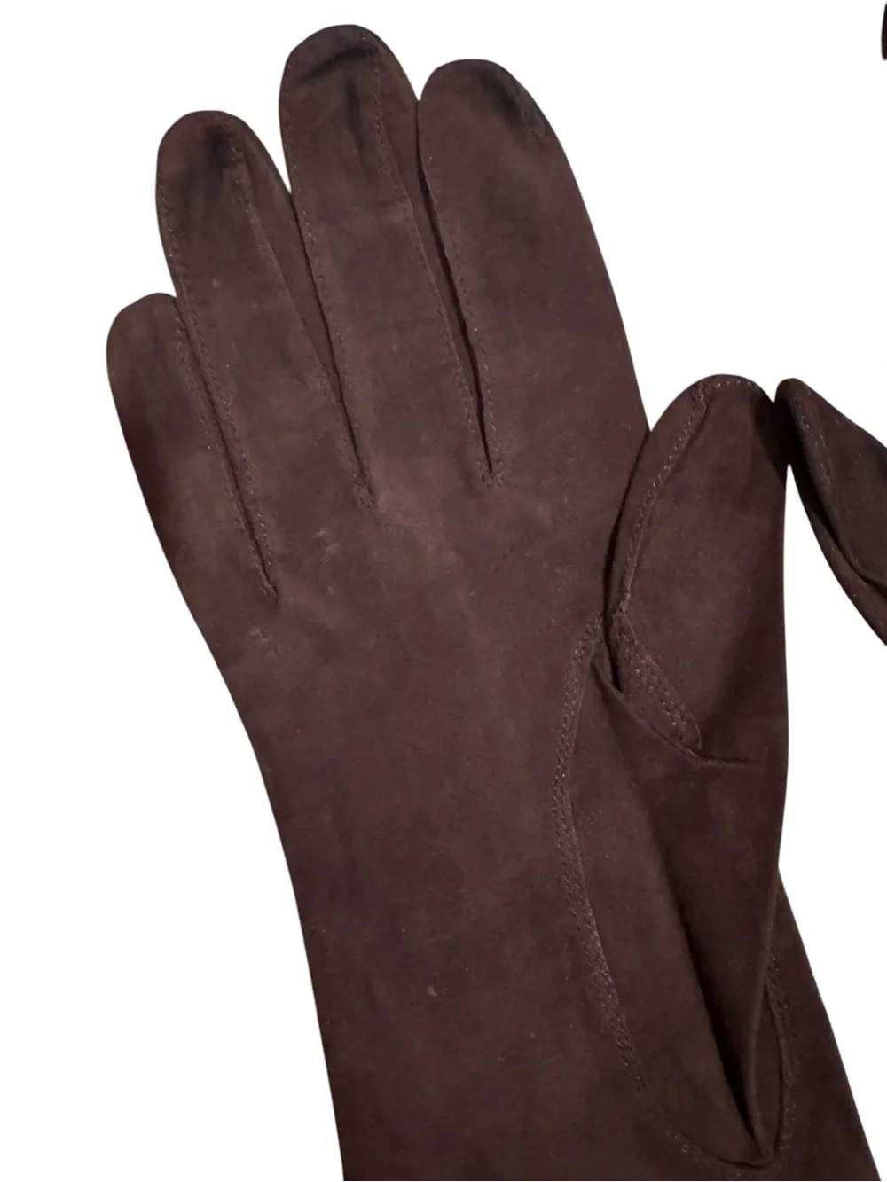 VTG Brown Nubuck Leather Unlined Forearm Gloves Womens 7.5 Meyers Make Polava